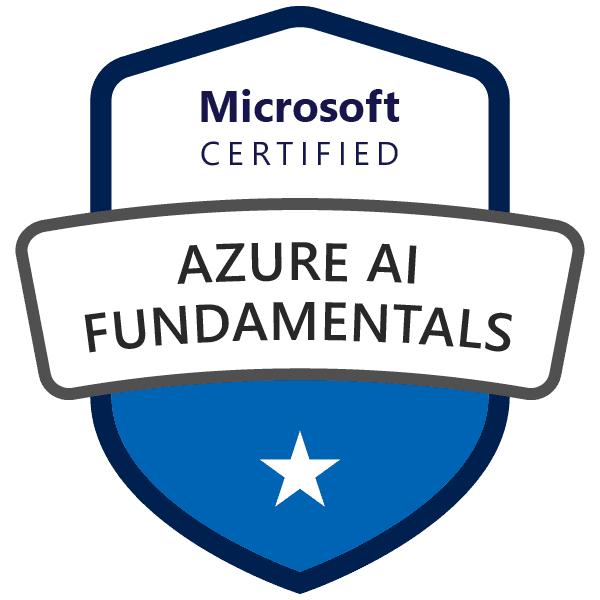Microsoft Certified: Azure AI Fundamentals credential badge